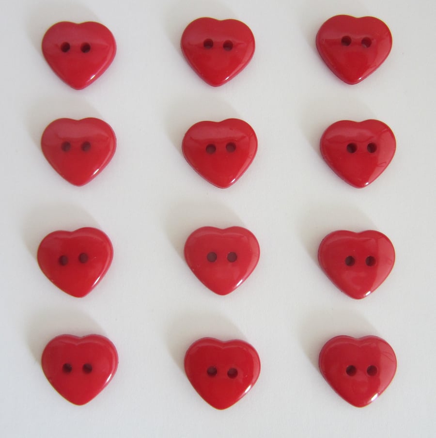 12 Red Heart Buttons