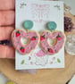 Handmade Cute Strawberry Heart Iced Biscuit doughnut Polymer Clay Earrings - Image 2