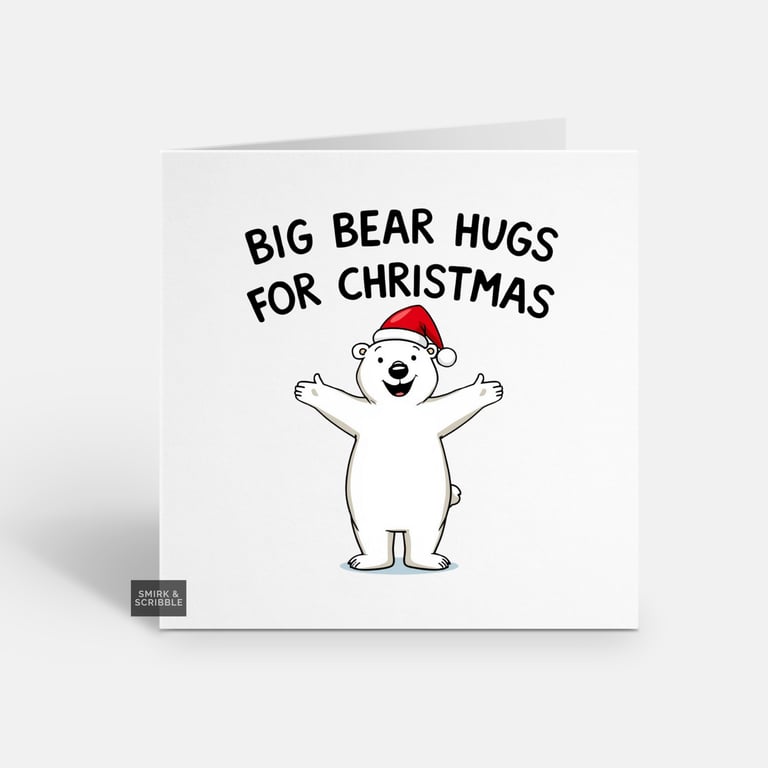 Unique Funny Christmas Card - Cute Xmas Greeting - Bear 