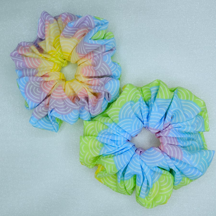 XL Scrunchies, Rainbow Scrunchies, Pastel Rainbow Scrunchies, Pride Scrunchies