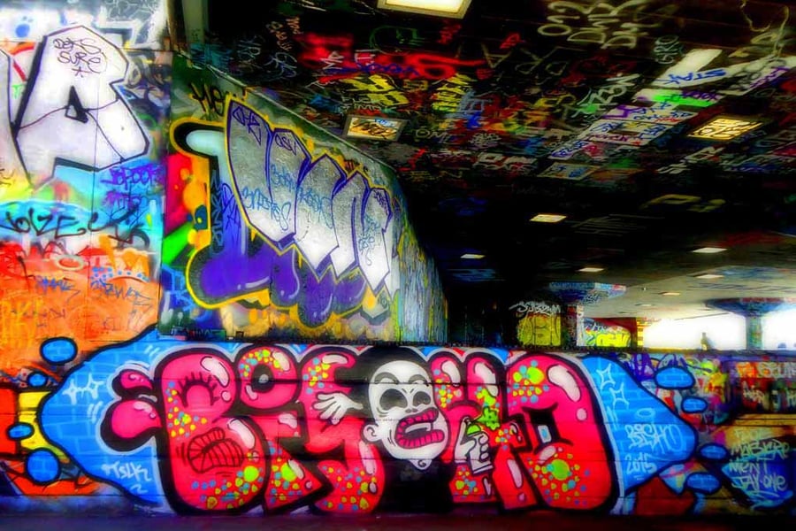 Southbank Skate Park Graffiti Street Art London 18"x12" Print