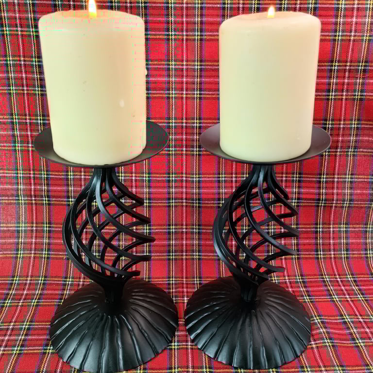 Pair of Jacobite basket style candlesticks