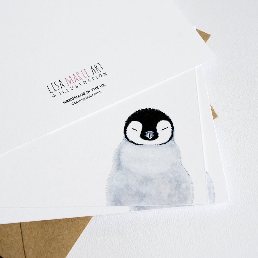Cute Sleepy Penguin Chick Postcards - Pack of 6 - Personalize with name