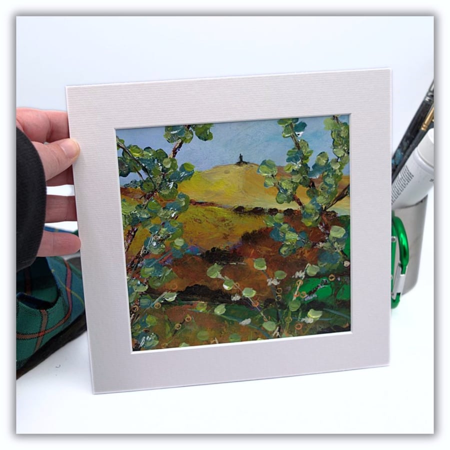 An original Scottish landscape - Airlie Monument - woodland walk - acrylics