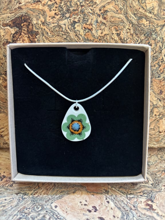 Handmade Unique Ceramic Pendant, Sterling silver Eco Gifts, Gift Boxed Christmas