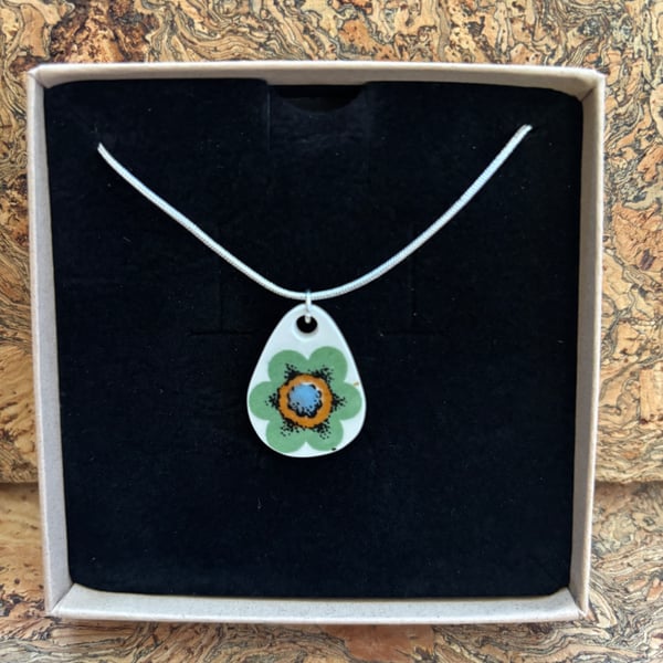 Handmade Unique Ceramic Pendant, Sterling silver Eco Gifts, Gift Boxed Christmas