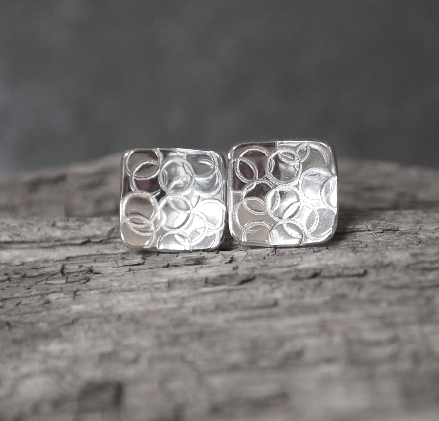 Studs, silver stud earrings, square studs