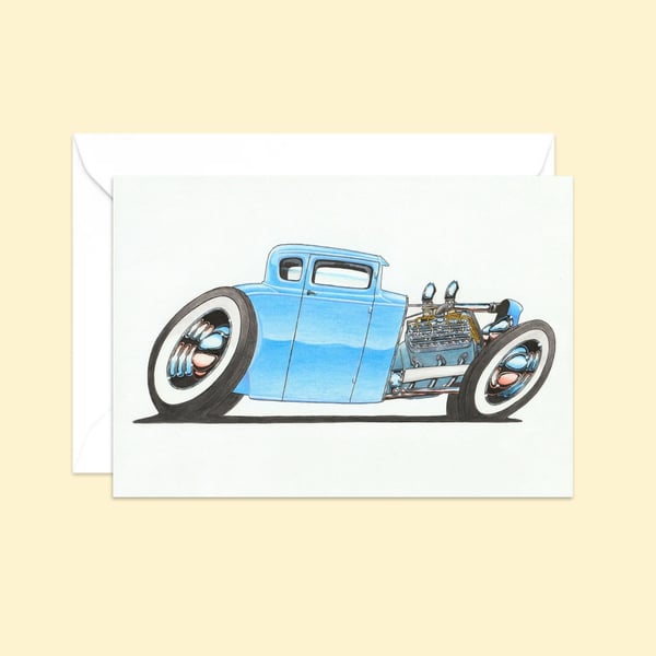 Custom Car Greeting Card: American Classic Car Illustration (406)
