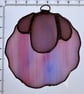 Stained glass small sheep suncatcher - stripy pink with wispy white face - Image 3