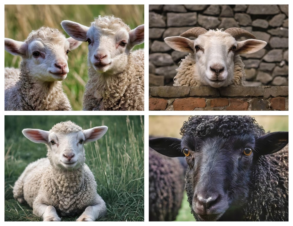 x4 Mixed Sheep Photo Cards A5 Size 