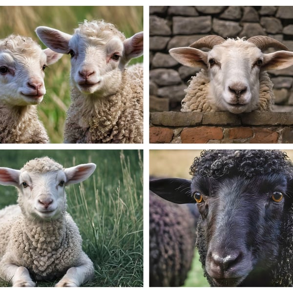 x4 Mixed Sheep Photo Cards A5 Size 