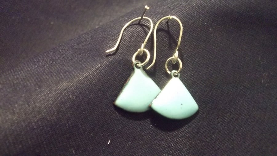 copper enamelled triangle earrings