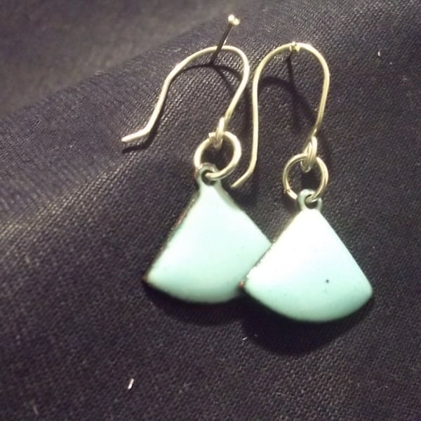 copper enamelled triangle earrings