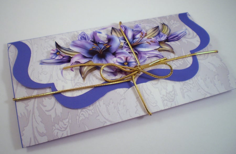 Handmade Money ,Gift Card Wallet  For Female, Flower Decoration