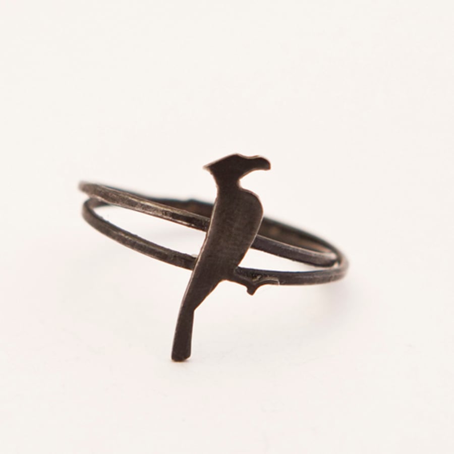 Cormorant Ring Oxidised Silver