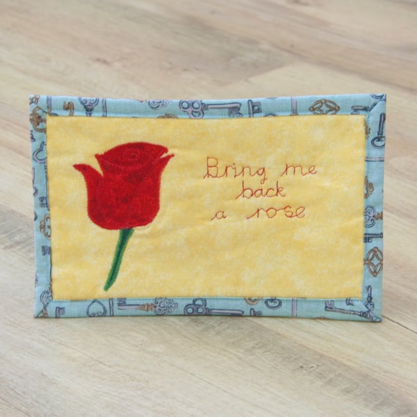 Beauty and the Beast Rose detail Fabric Mug Rug