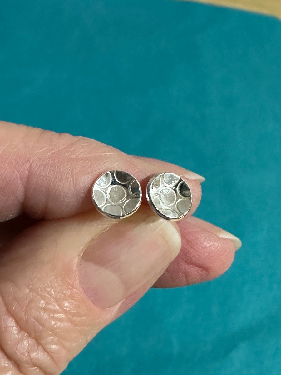 Small silver stud earrings, round studs