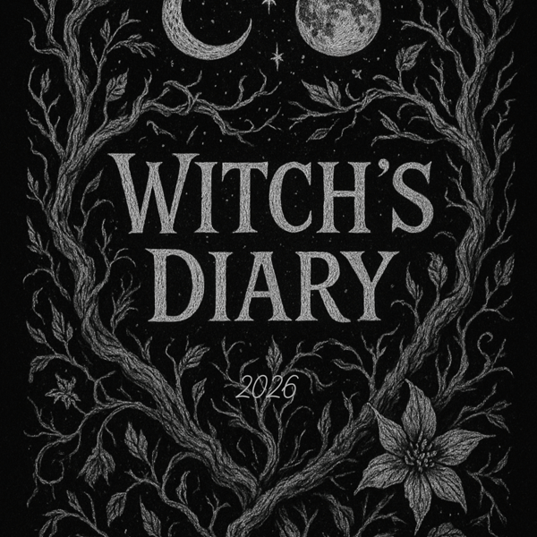 The Witch's Garden A4 Day per page Lunar Cycle Diary Moon Phase Planner BLACK