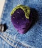 Purple velvet Strawberry brooch  - Image 2