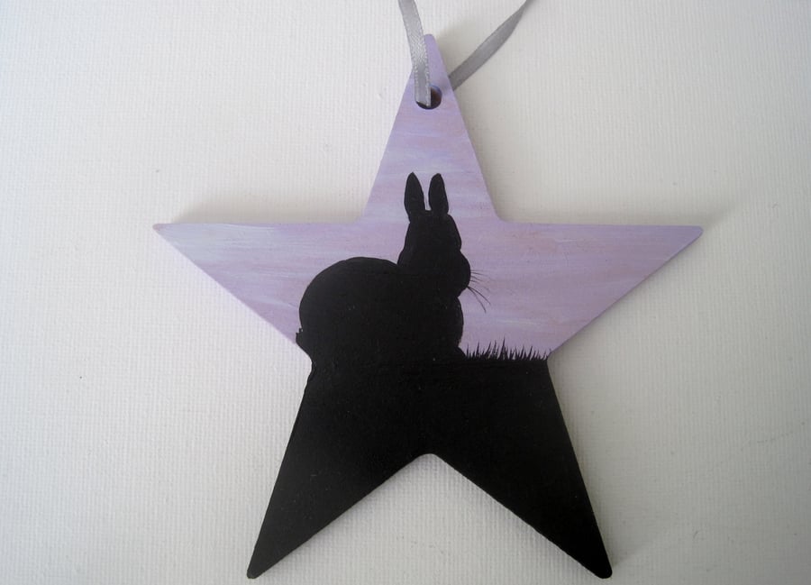 Bunny  Star Wooden Decoration