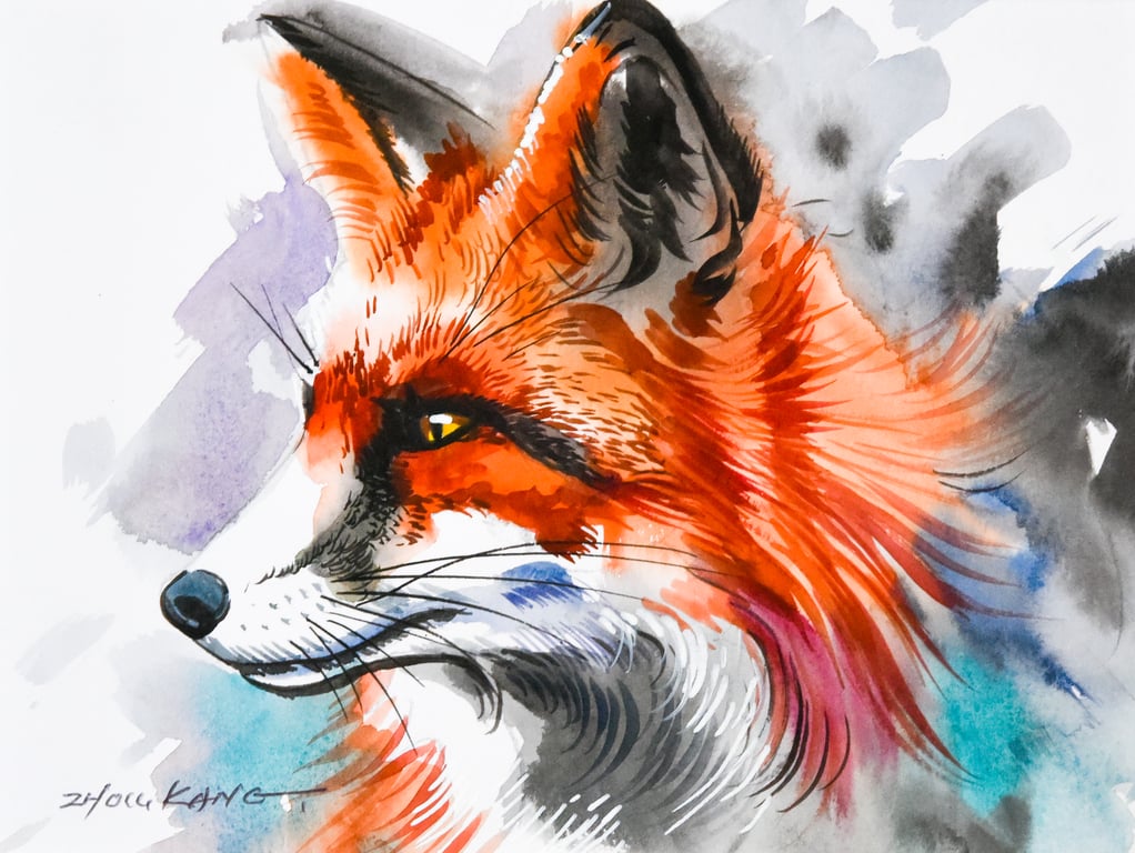 Fox Watercolour Painting – Original & One of a Kind – Fun & Delightful