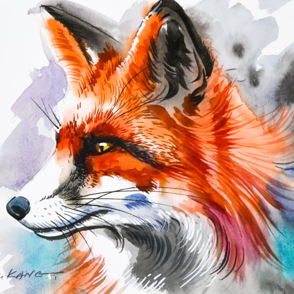 Fox Watercolour Painting – Original & One of a Kind – Fun & Delightful