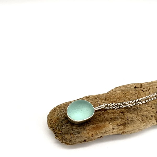 Isle of Wight Aqua Sea Glass Necklace