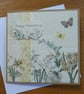 Happy Easter Card - Botanical Butterflies and Flowers