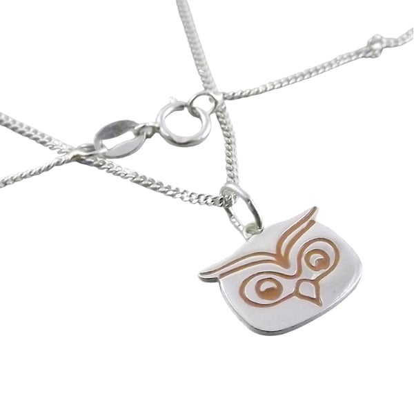 Small Owl Pendant, Silver Bird Jewellery, Handmade Wildlife Gift