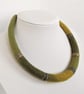 Felted cord necklace - shades of olive green and mustard yellow - Image 2