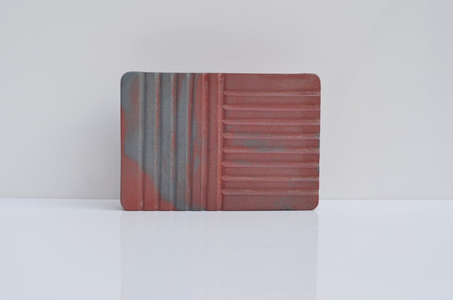 Concrete Soap Dish Handmade Rectangular Grey, Blue & Brown Soap Holder Modern Ba