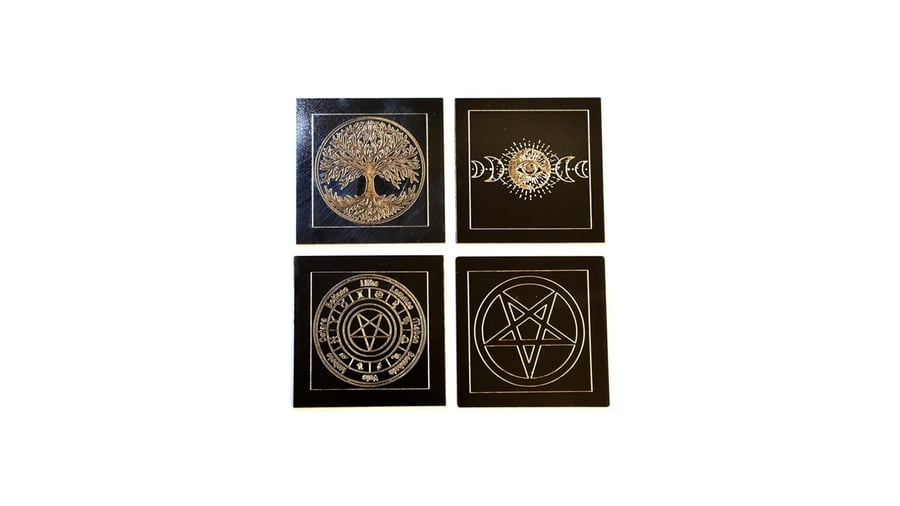 Pagan Wooden Coasters – Set of 4 with holder