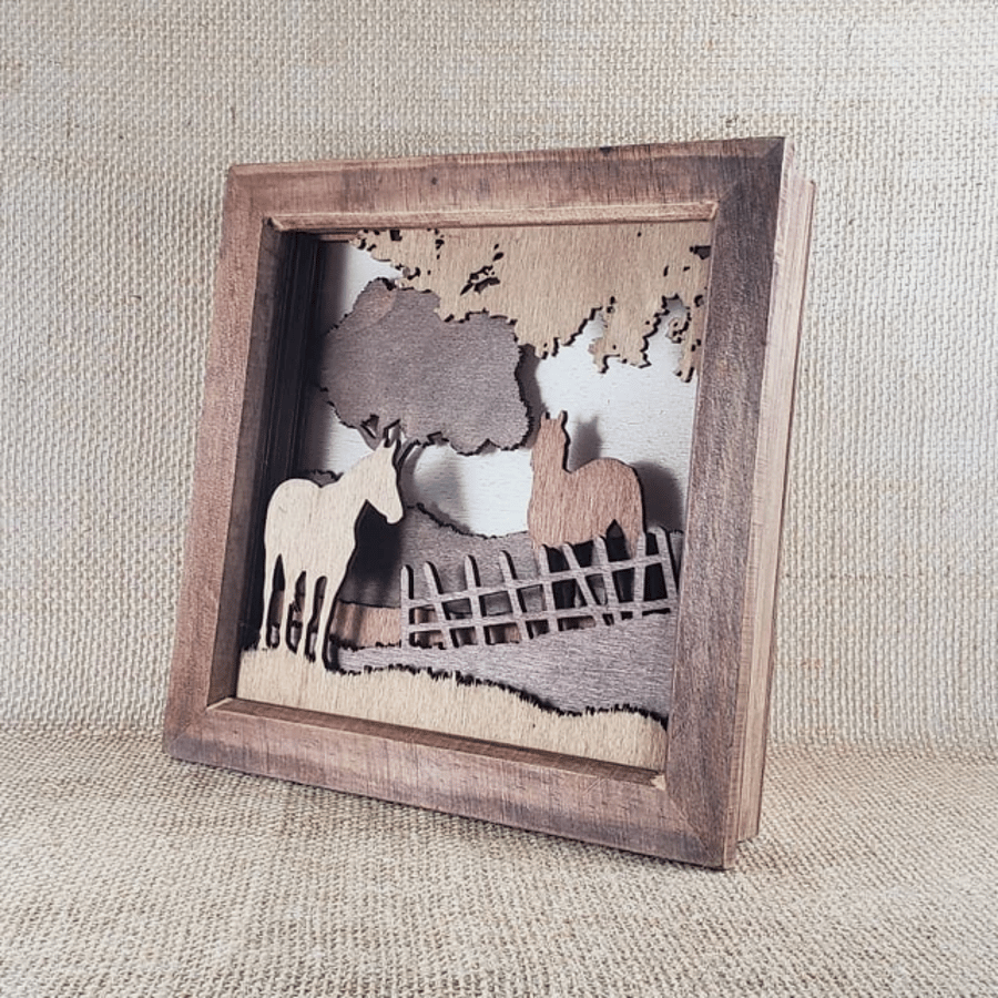 Behind the Fence! - Wooden 3D Laser Cut Picture 