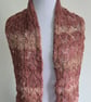 51. Alpaca Handknitted Lacy Scarf. In Pink and Natural Shades.  Measures 47"x 8" - Image 3