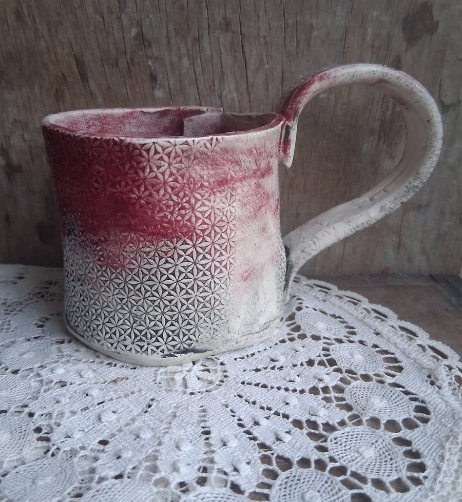 raspberry ripple teacup - stoneware smaller cup mug