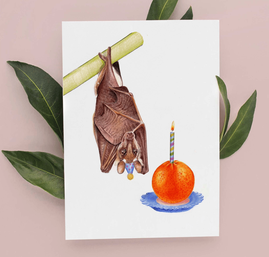 Fruit Bat Birthday Card - Cute Bat Card, Funny cards, Funny Birthday Card