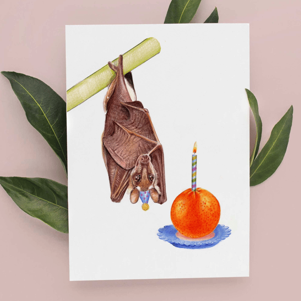 Fruit Bat Birthday Card - Cute Bat Card, Funny cards, Funny Birthday Card