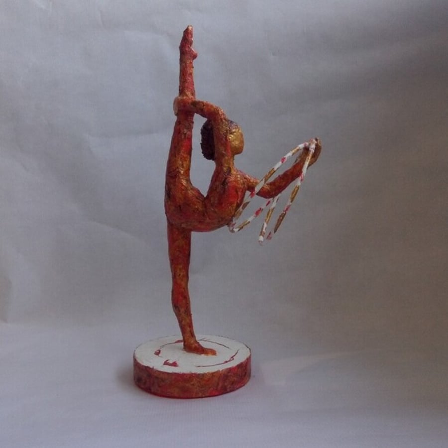 Hands Full - rhythmic gymnast sculpture, 30cm tall including base