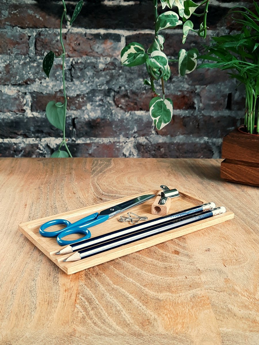 Compton Single Tray Solid Oak Desk Organiser - Pen Tray