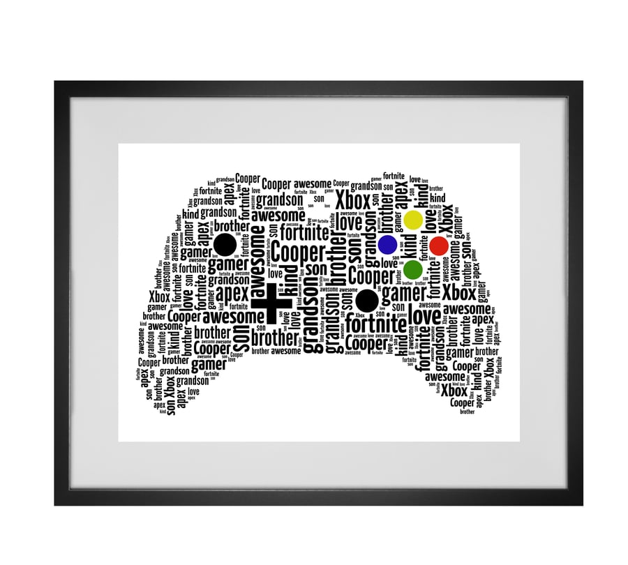 Personalised Gaming Controller Design Word Art Gifts 