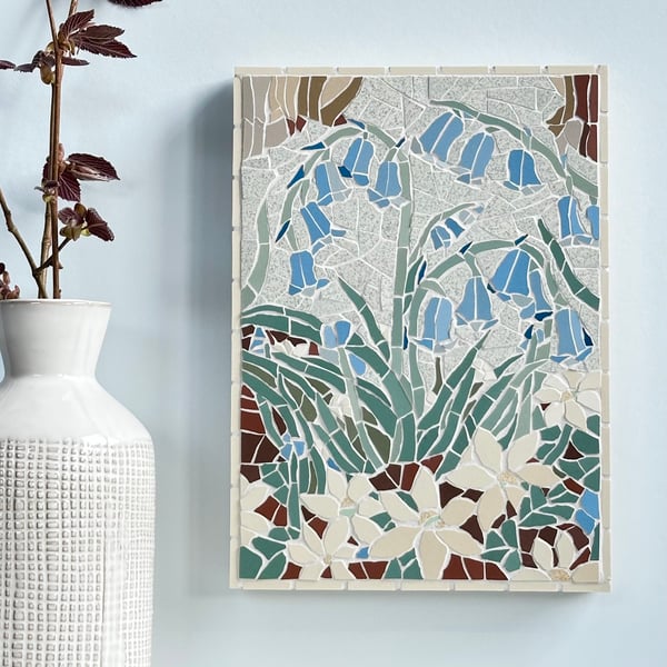 Mosaic Floral Art :  Bluebell Wood Mosaic Wall Plaque 
