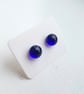 Fused Glass Stud Earrings - Cobalt Blue