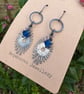 Vintage Art Deco Style Earrings with Cobalt Blue Crystals Handmade in Cornwall
