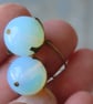 Earrings Opaline and Bronze Petal Caps on Pure hypoalergenic Brass Hoops - Image 4