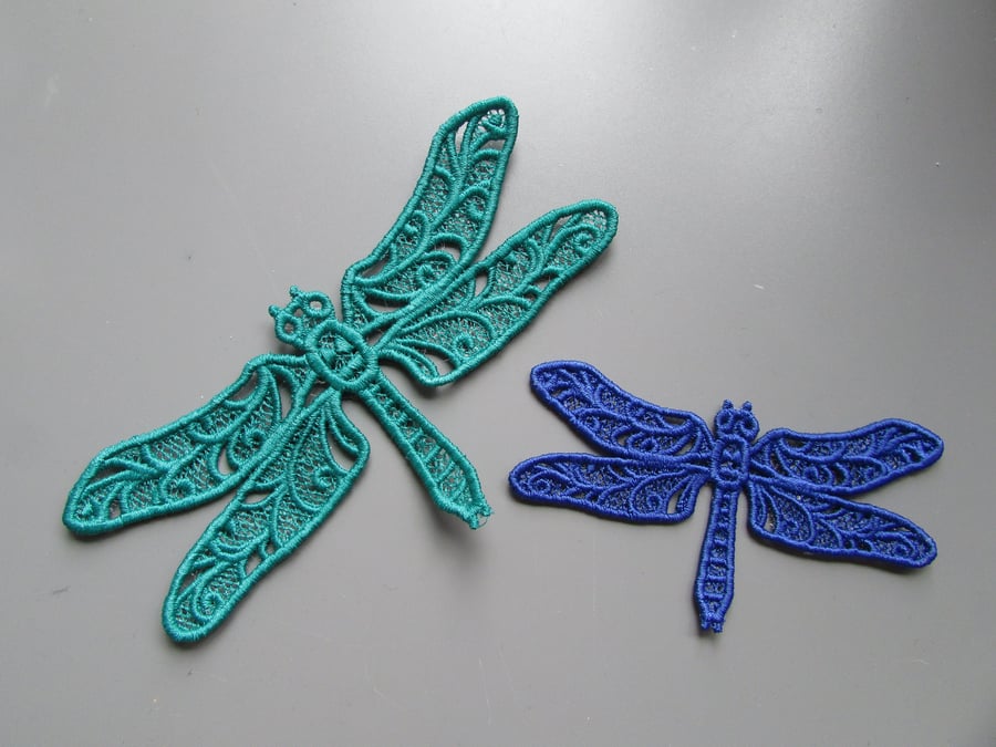 Embroidered Dragonfly Applique Patch 2 sizes any colour