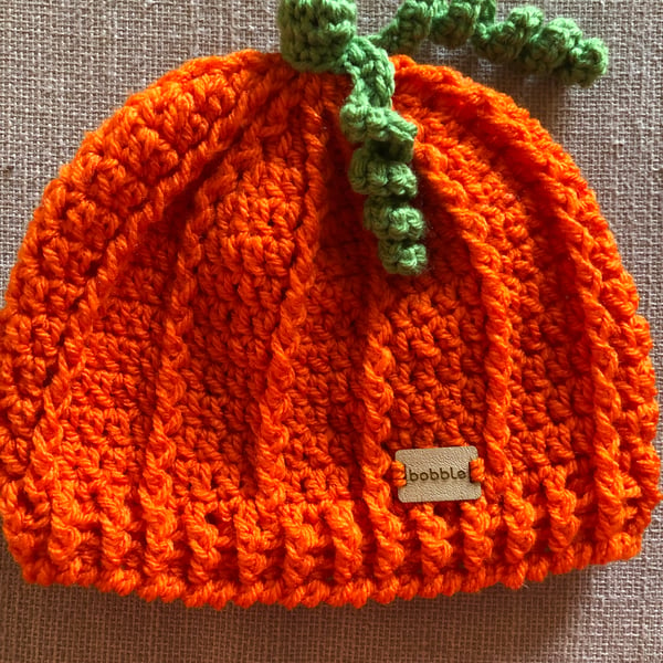 Adult crochet beanie hat pumpkin Halloween 