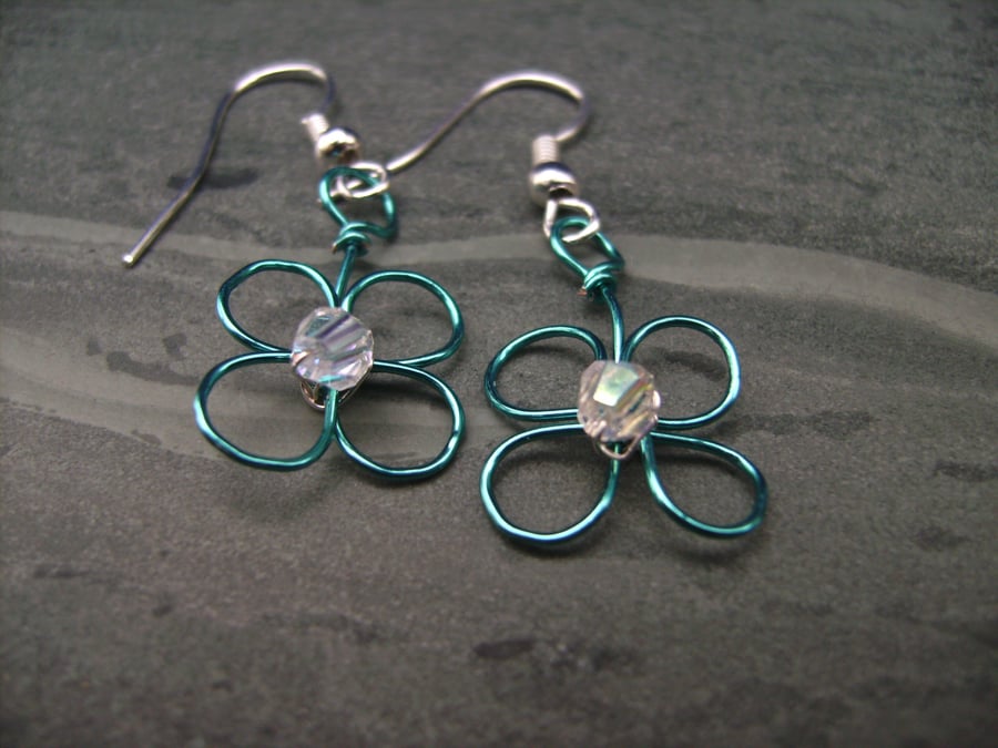 Wire Flower Earring Blue ONE DAY SALE only today!
