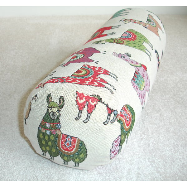 Llama Bolster Cushion Cover 16"x6" Round Cylinder Neck Roll Pillow Tapestry