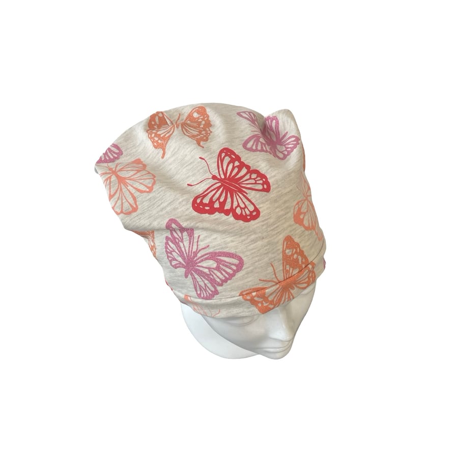 Cream Beanie Hat Lightweight Butterfly Print Beanie Hat Stretchy Beanie Cap 