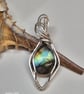 Teardrop labradorite gemstone pendant necklace, wire wrapped in silver-plate - Image 7